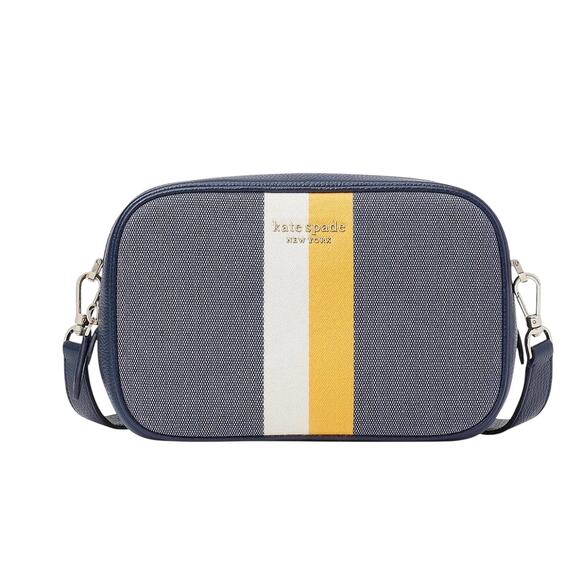 KATE SPADE NEW YORK ASTRID MEDIUM STRIPED YELLOW CANVAS CROSSBODY BAG - Picture 2 of 4